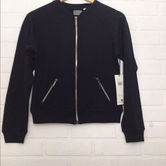 BLACK fleece Sports workout jacket front zip up  running training yoga black XS - Picture 8 of 8